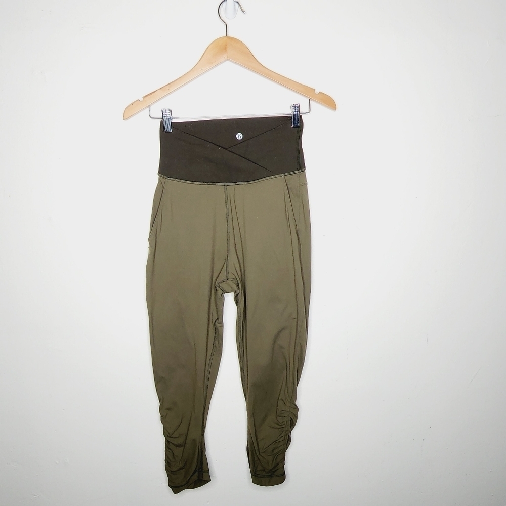 Lululemon Sunset Salutation Crop - Army Olive Green